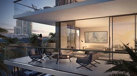 The living room leads out to a terrace
