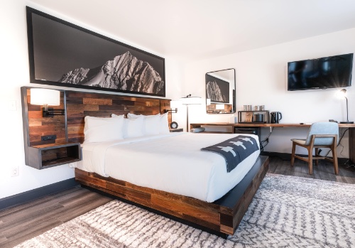 A guest room at Gravity Haus