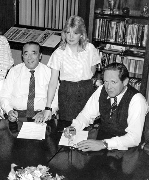 Robert Maxwell with colleagues Andrea Martin and Peter Jay