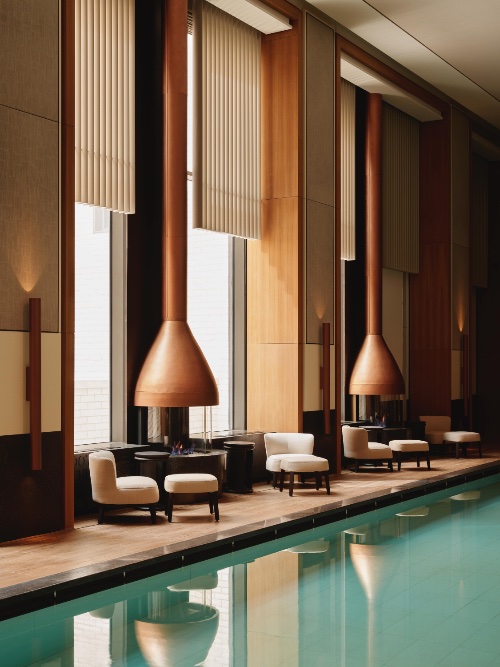 The 20-meter indoor swimming pool at Aman New York