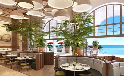 The dining room at Avra Miami Estiatorio