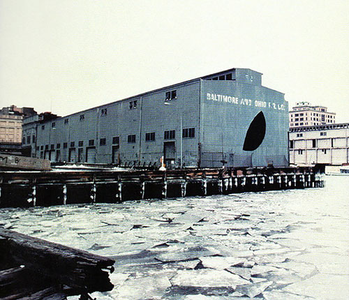 Gordon Matta-Clark’s “Day’s End (Pier 52) (Exterior with Ice)” (1975)